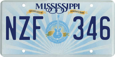 MS license plate NZF346