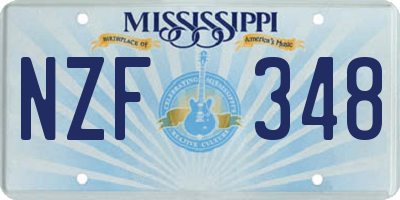 MS license plate NZF348
