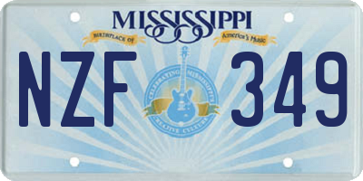 MS license plate NZF349