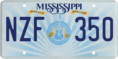 MS license plate NZF350