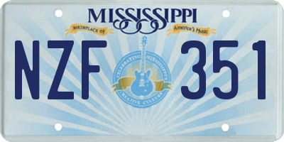 MS license plate NZF351