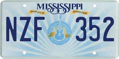 MS license plate NZF352