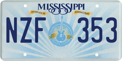 MS license plate NZF353