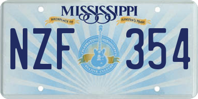 MS license plate NZF354