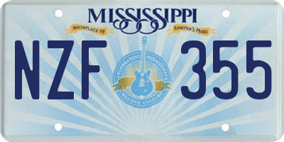 MS license plate NZF355