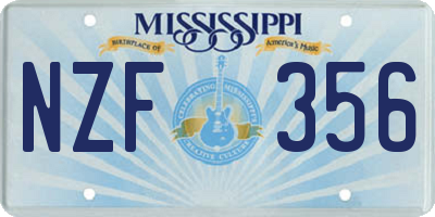 MS license plate NZF356