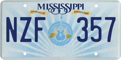 MS license plate NZF357