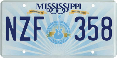 MS license plate NZF358
