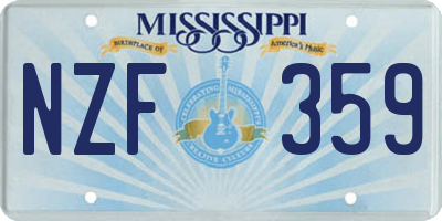 MS license plate NZF359