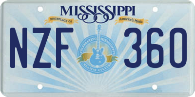 MS license plate NZF360