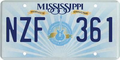 MS license plate NZF361