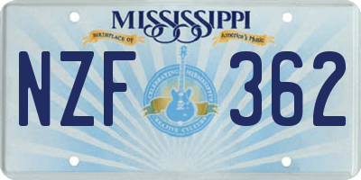 MS license plate NZF362