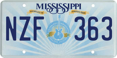 MS license plate NZF363