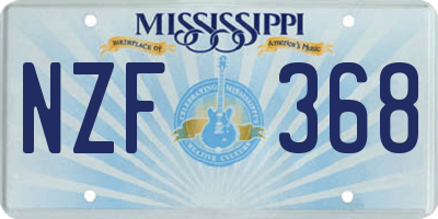 MS license plate NZF368