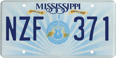 MS license plate NZF371