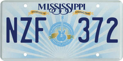 MS license plate NZF372