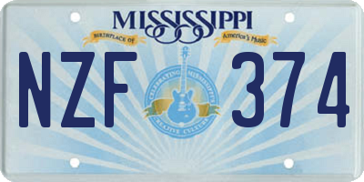 MS license plate NZF374
