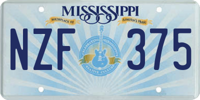 MS license plate NZF375