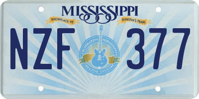 MS license plate NZF377