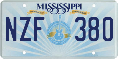 MS license plate NZF380