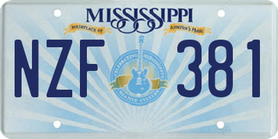 MS license plate NZF381