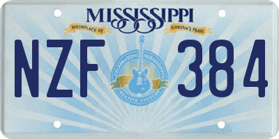 MS license plate NZF384