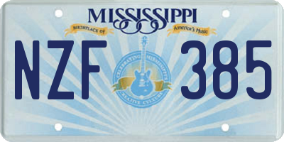 MS license plate NZF385