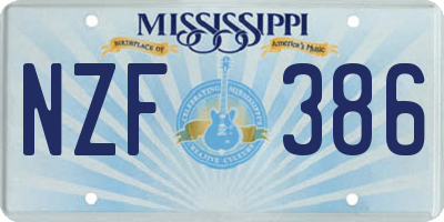 MS license plate NZF386