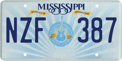 MS license plate NZF387