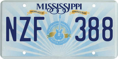 MS license plate NZF388