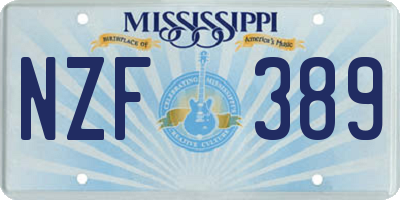 MS license plate NZF389