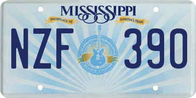 MS license plate NZF390