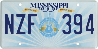 MS license plate NZF394
