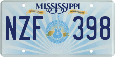 MS license plate NZF398