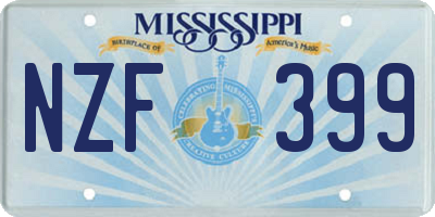 MS license plate NZF399
