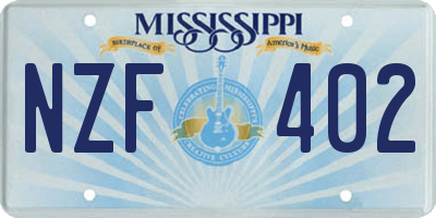 MS license plate NZF402
