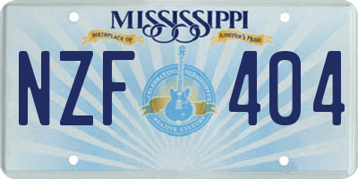 MS license plate NZF404