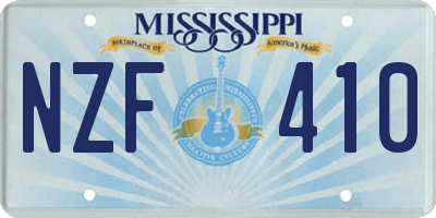 MS license plate NZF410