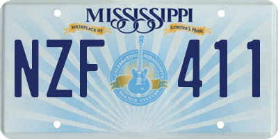 MS license plate NZF411