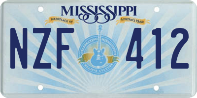 MS license plate NZF412