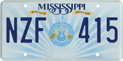 MS license plate NZF415