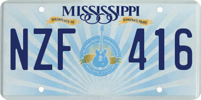 MS license plate NZF416