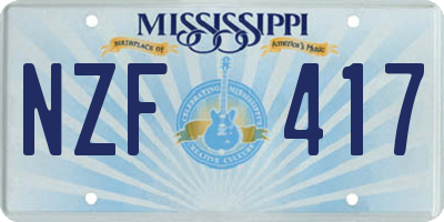 MS license plate NZF417