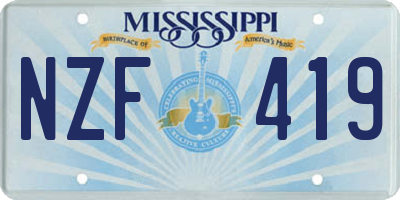MS license plate NZF419
