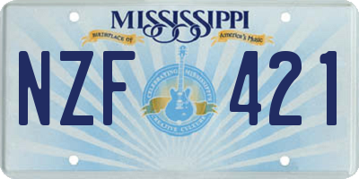 MS license plate NZF421