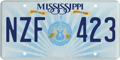 MS license plate NZF423