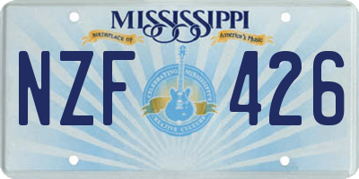 MS license plate NZF426