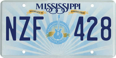 MS license plate NZF428