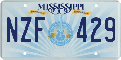 MS license plate NZF429