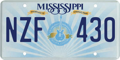 MS license plate NZF430
